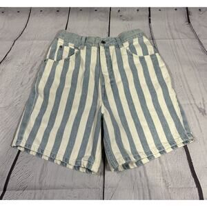 Whooz Blooz Striped Jean Shorts | Size 7/8 | Blue & White | Vintage Style